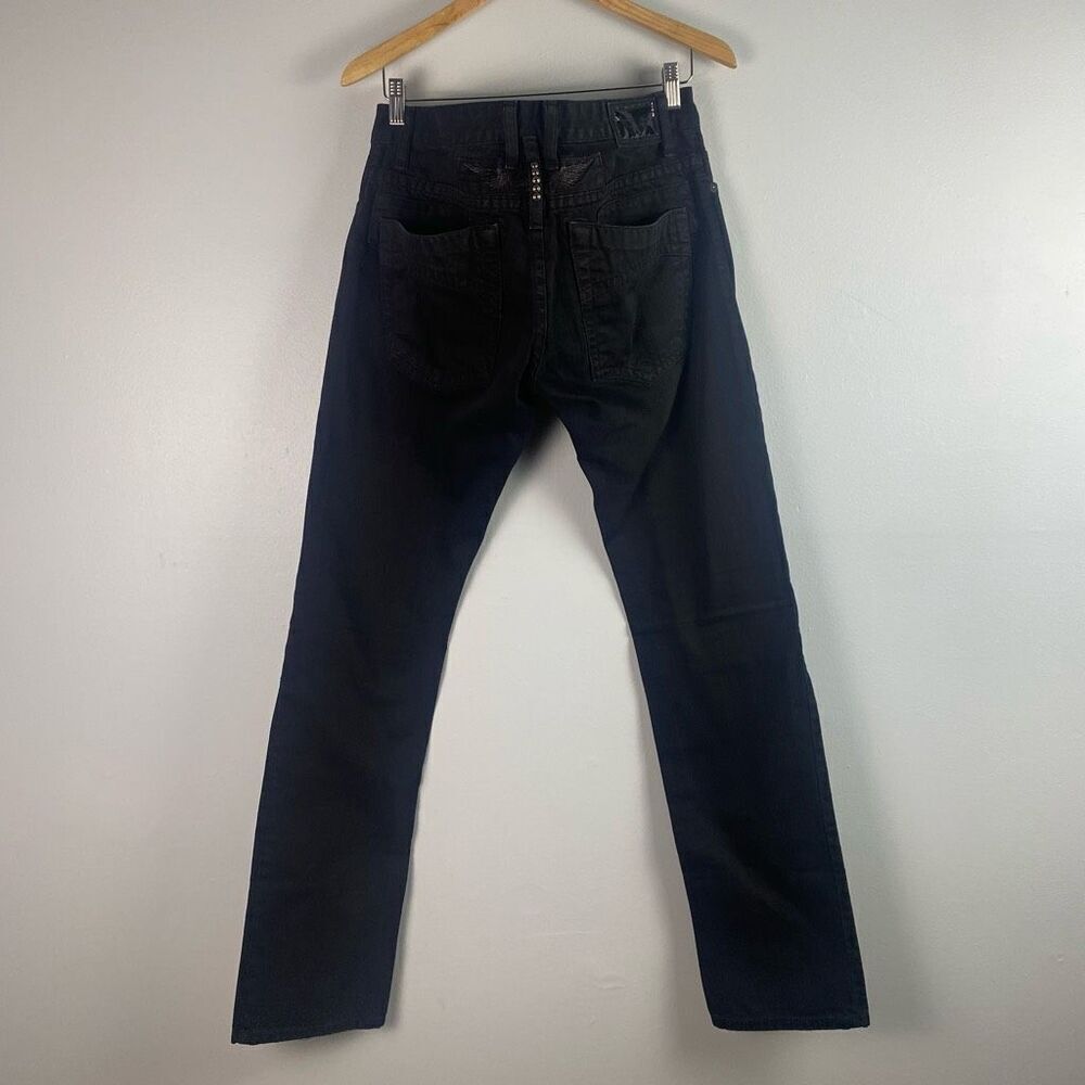 Robin’s Jean Mens Black Distressed Jeans w/ Studded Detail - Picture 2 of 16